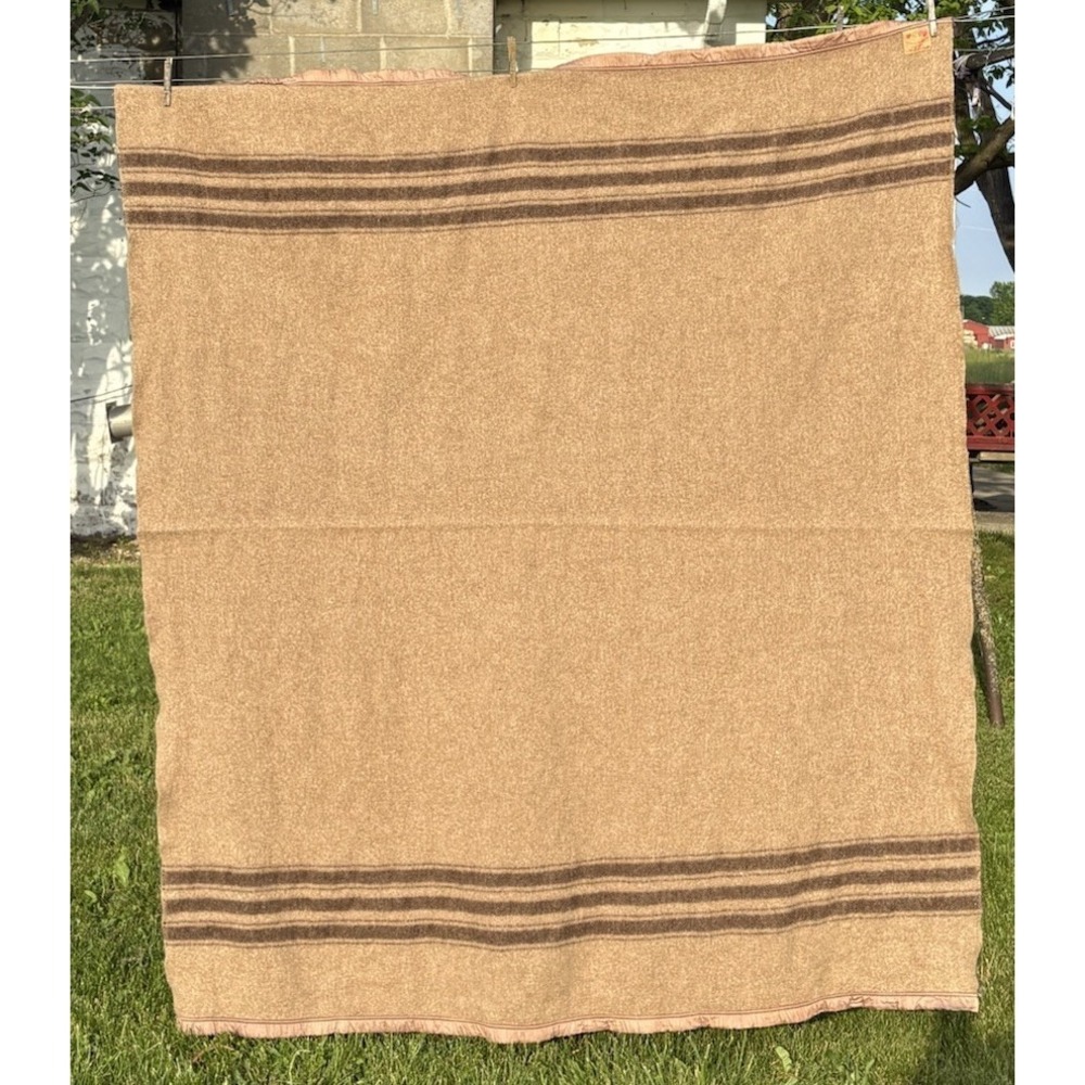 Vintage 1930 - 40's 75% Camel Hair And Wool Blanket Military Style Authentic